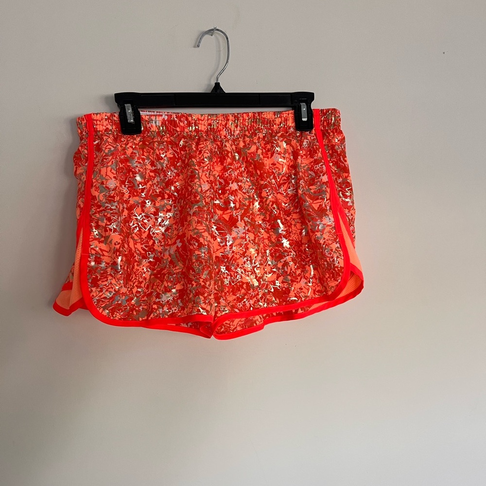 Under Armour Women's Orange Print Running Shorts Sz Large